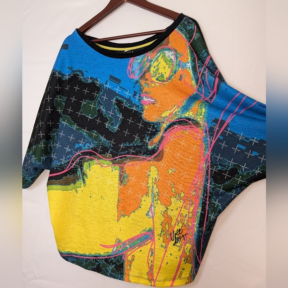 Volt Design Colore Ta Vie Sz 4 Colorful Art To Wear Shirt Top XL Abstract Artsy - Picture 6 of 15